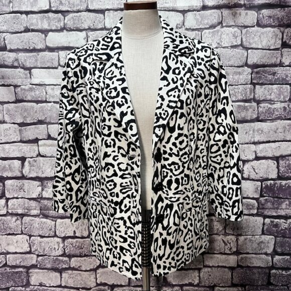 Linea Black & White Fully Lined Button Down Jacket Size 1X - Picture 1 of 9